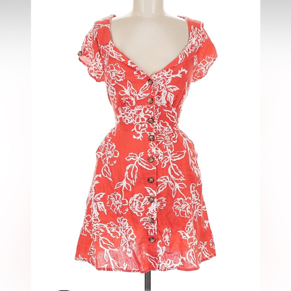 Free People Red and White Casual Dress Size 4 - Picture 3 of 7